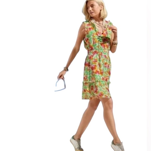 CABI Spirit Dress style #6216 Floral sleeveless elastic waist size XL - Picture 2 of 9